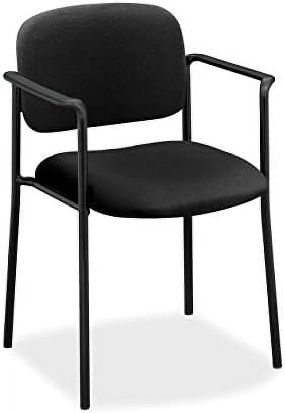 Black Metal and Fabric Stackable Guest Chair with Arms