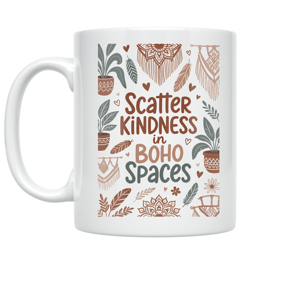 Scatter Kindness in Boho Spaces - Bohemian Decor Enthusiast - 11 oz Ceramic Coffee Mug