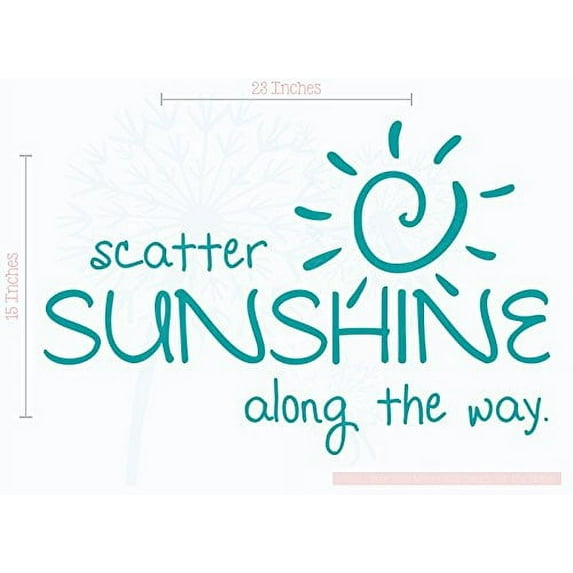 Scatter Sunshine Along the Way Inspirational Wall Art Decals Vinyl Lettering Stickers Home Decor Quote 23x15-Inch Teal