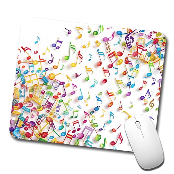 Scattered Colorful Rainbow Music Musical Notes Mouse Pad Low Profile Gaming Mat