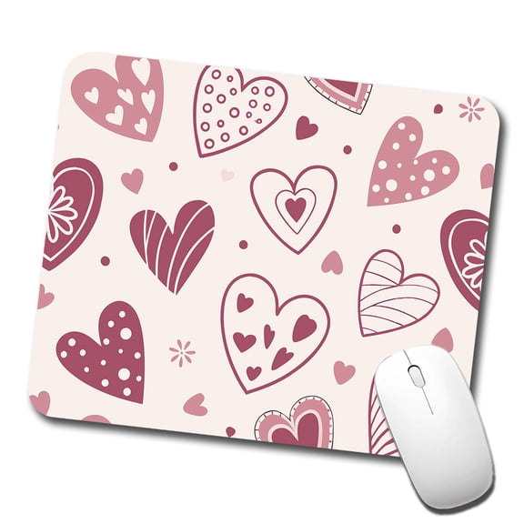 Scattered Hearts Love Valentine's Day Mouse Pad Low Profile Gaming Mat