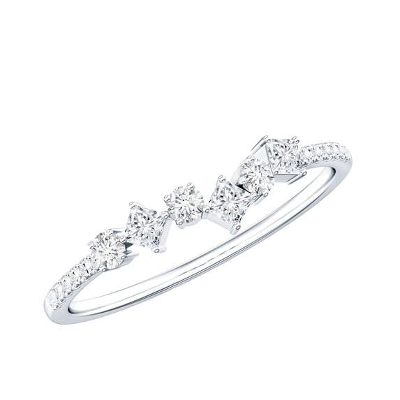 Rosec Jewels Moissanite Half Eternity Ring - Minimalist Ring - D-VS1 Grade - Ready to Gift on Valentines, 18K White Gold, US 12.50