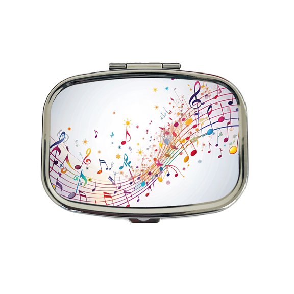 Scattered Music Notes Design Small Travel Handbag Pill Box Case