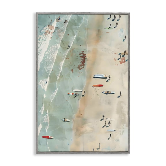 Stupell Industries Scattered Surf Board Beach Gray Framed Giclee Art, design by LSR Design Studio, 30 x 20