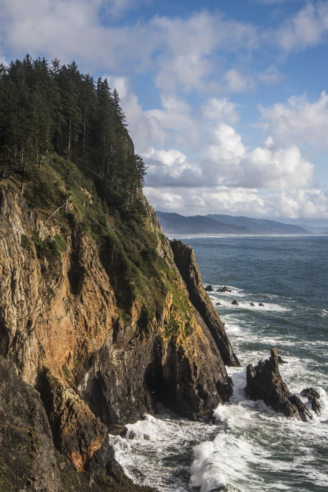 Scattered clouds pass over the Oregon coast Manzanita Oregon United States of America Canvas Art - Robert L Potts Design Pics (12 x 19)