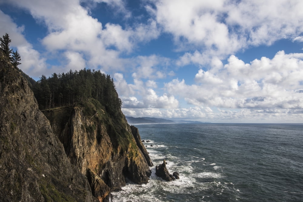 Scattered clouds pass over the Oregon coast Manzanita Oregon United States of America Canvas Art - Robert L Potts Design Pics (18 x 12)