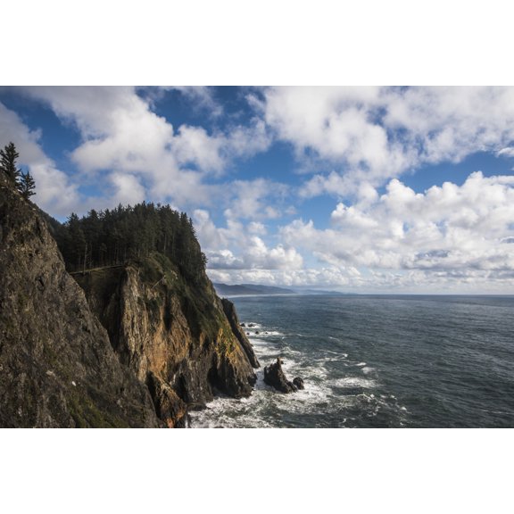 Scattered clouds pass over the Oregon coast Manzanita Oregon United States of America Canvas Art - Robert L Potts Design Pics (18 x 12)