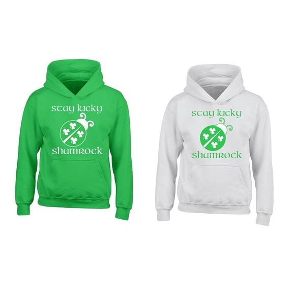 Scay Lucky Shamrock Ladybug Clover St Patrick's Day Hoodie Long Sleeve Hoodie Soft and Comfy Hoodie, Lightweight Hoodie White Hoodie Sweatshirt Small