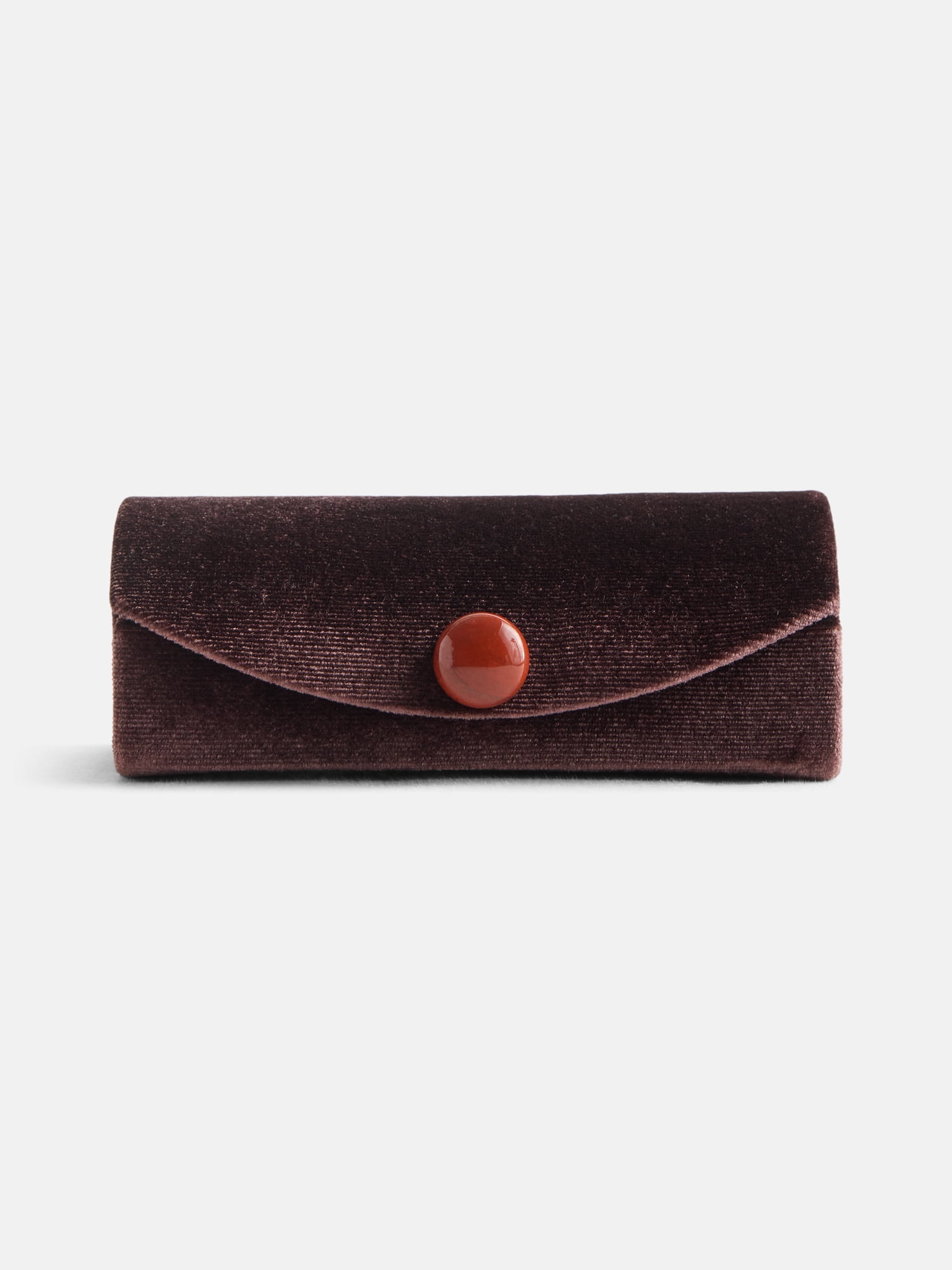 Scenario Women's Curved Faux Velvet Jewelry Organizer, Brown