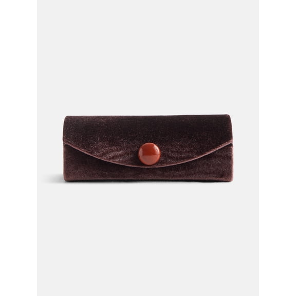 Scenario Women's Curved Faux Velvet Jewelry Organizer, Brown