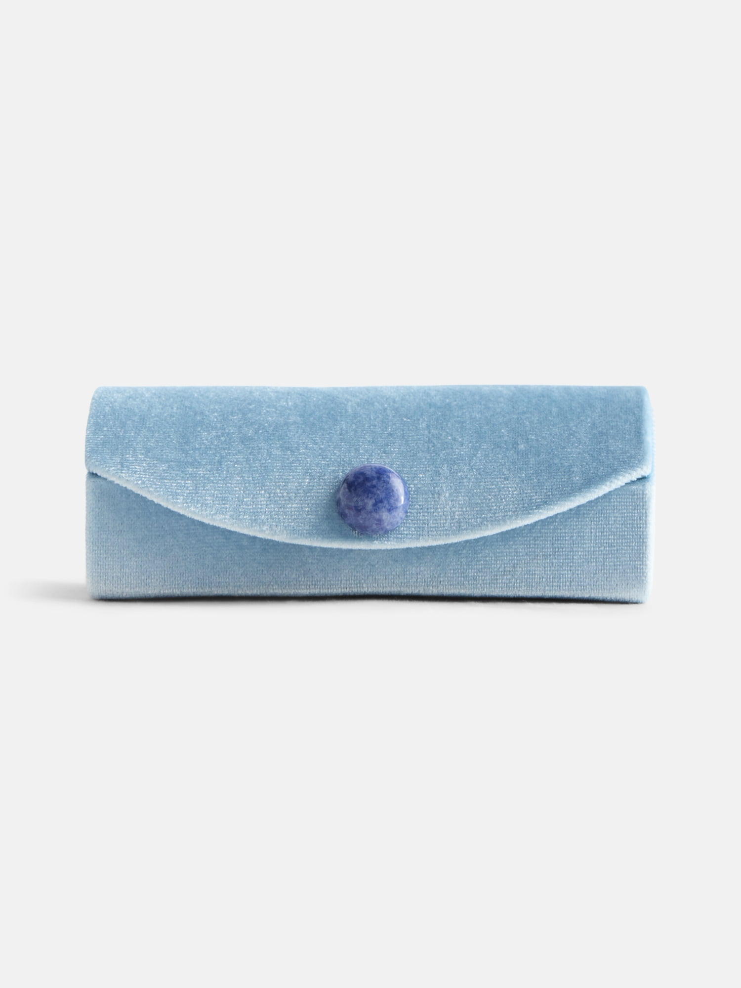 Scenario Women's Curved Faux Velvet Jewelry Organizer, Light Blue