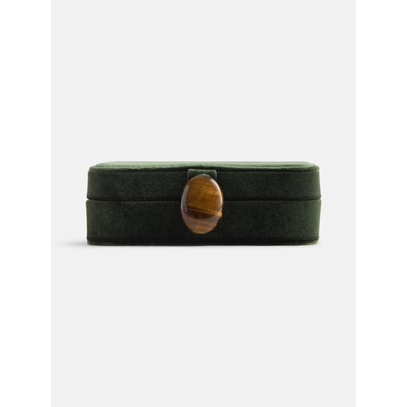 Scenario Women's Rectangular Faux Velvet Jewelry Organizer, Green