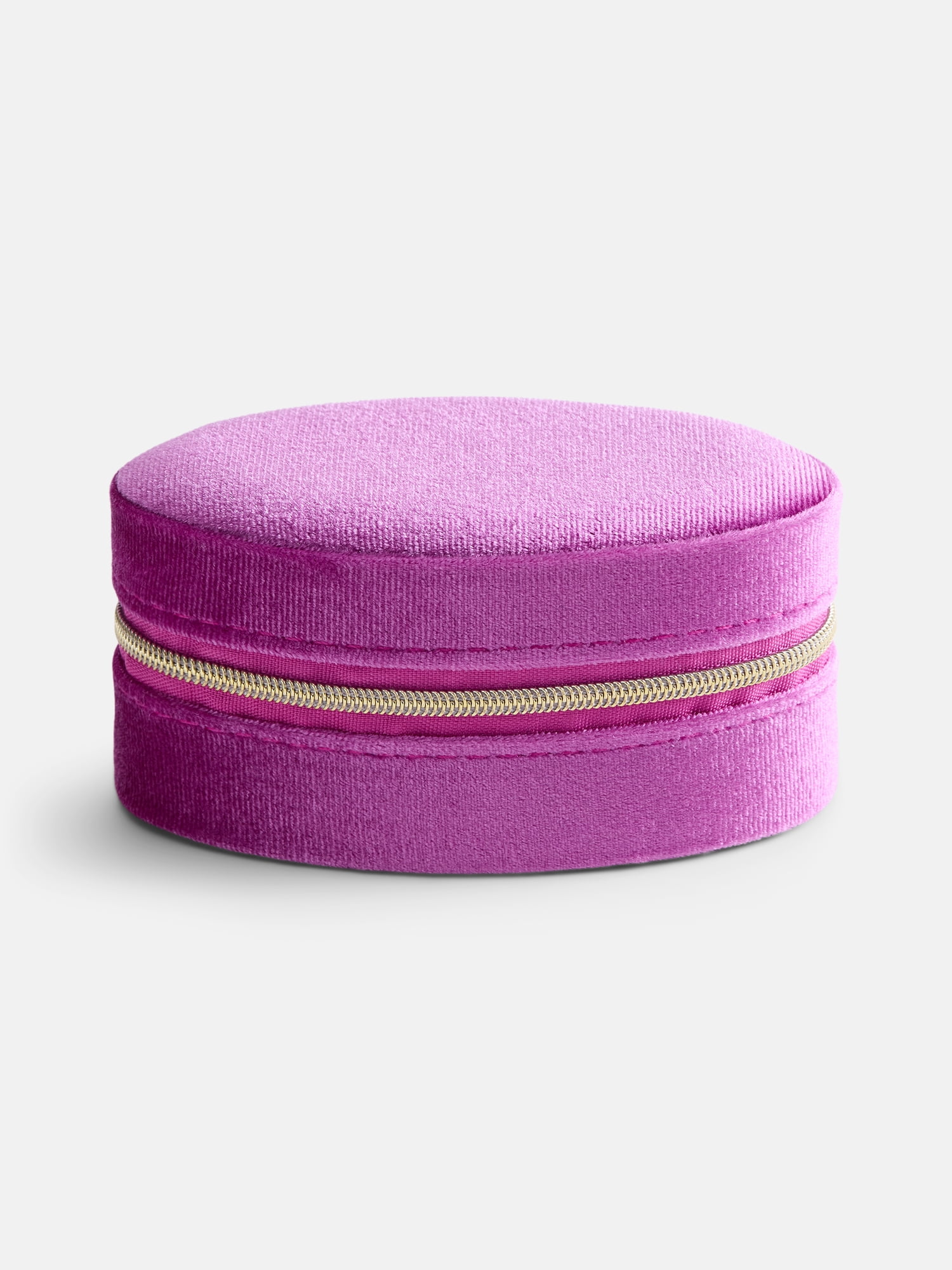 Scenario Women's Oval Zippered Velvet Jewelry Organizer, Magenta