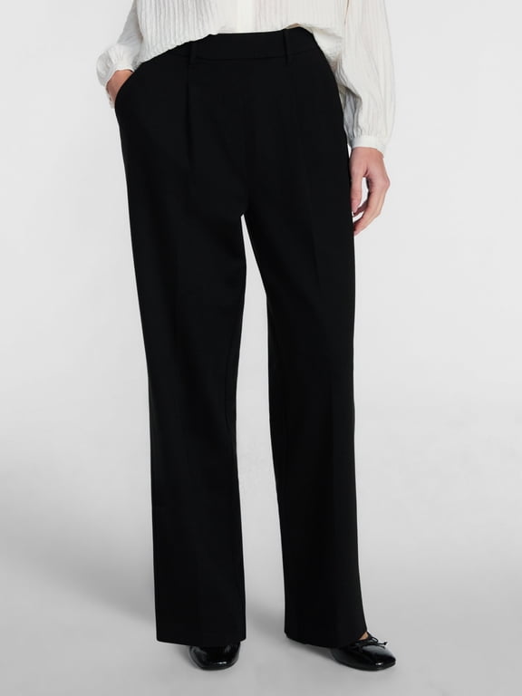 Women's Pleated Ponte Pants, Size XS-XXXL