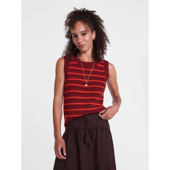 Scenario Women's Sweater Vest with Crochet Trim, Lightweight, Sizes XS-XXXL