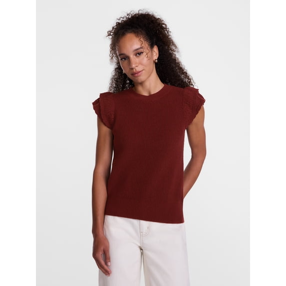 Scenario Women's Sweater with Flutter Sleeves, Lightweight, Sizes XS-XXXL