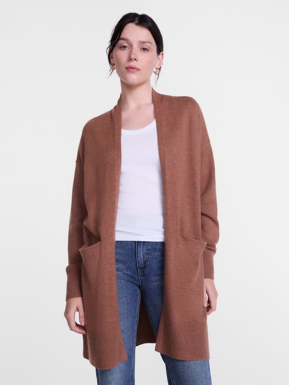 Women's Open Front Cardigan with Long Sleeves, Lightweight, Sizes XS-XXXL
