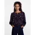thumbnail image 1 of Scenario Women's and Women's Plus Blouse with 3/4-Length Puff Sleeves, Sizes XS-4X, 1 of 6