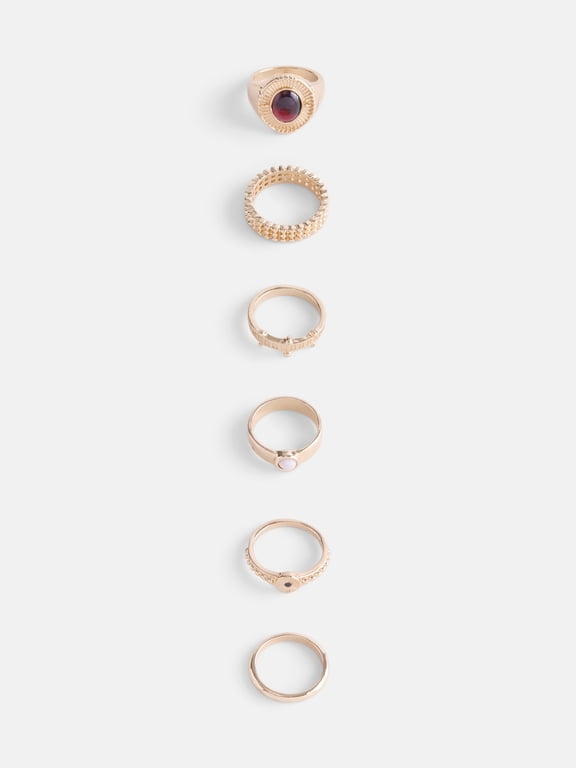 Women's Gold Tone Rings, 6-Piece Set