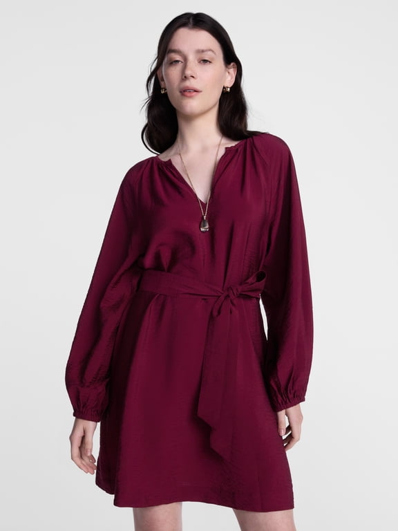 Women's and Women's Plus Mini Dress with Long Balloon Sleeves, Sizes XS-4X