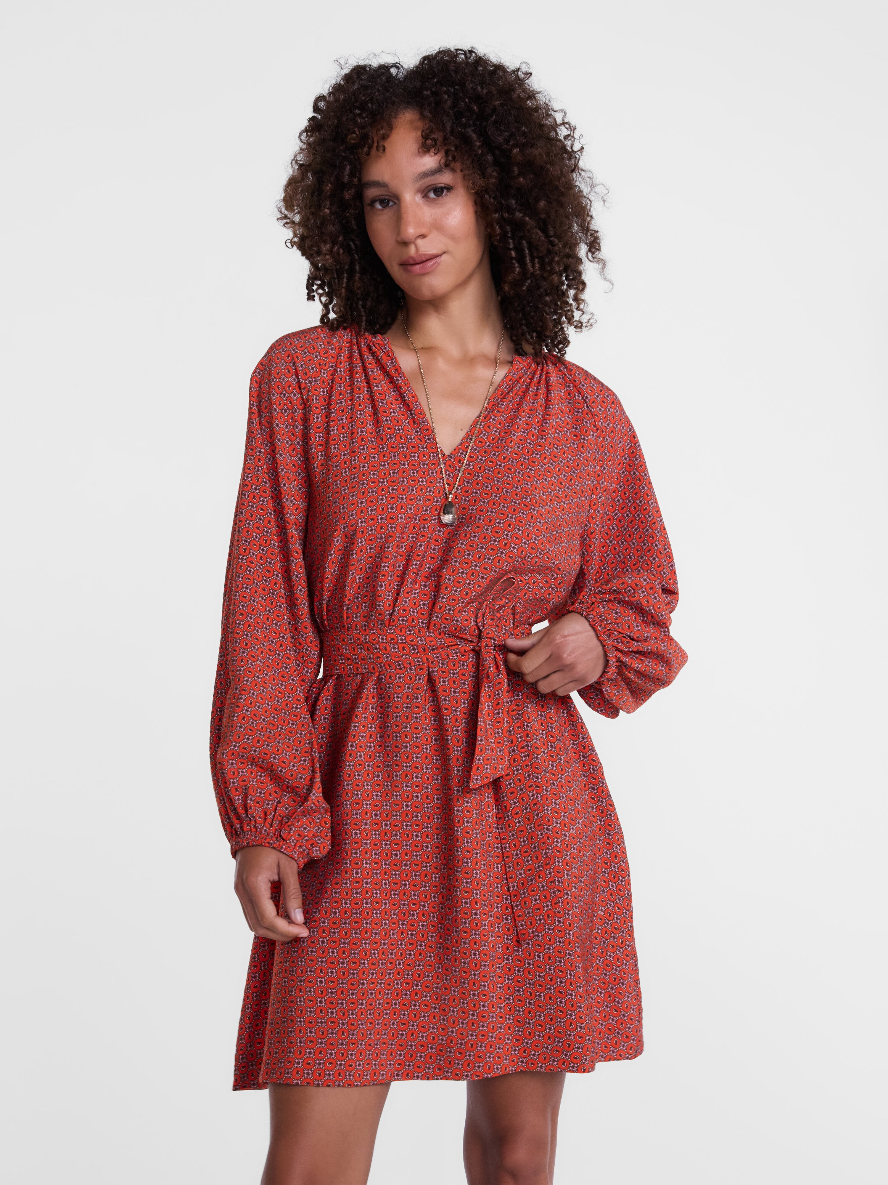Scenario Women's and Women's Plus Mini Dress with Long Balloon Sleeves, Sizes XS-4X