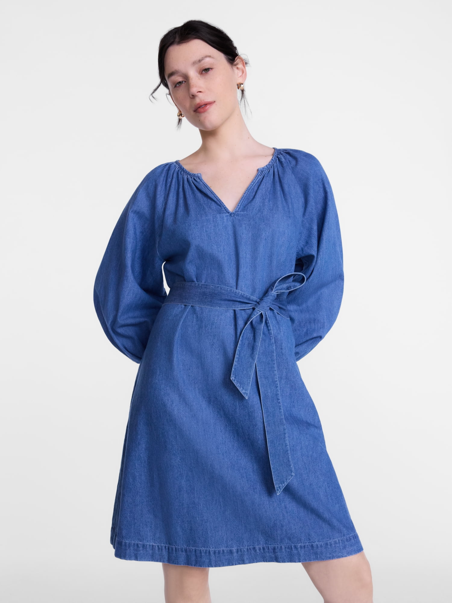 Scenario Women's and Women's Plus Mini Dress with Long Balloon Sleeves, Sizes XS-4X