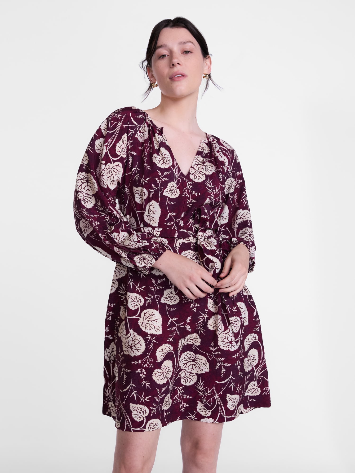 Scenario Women's and Women's Plus Mini Dress with Long Balloon Sleeves, Sizes XS-4X