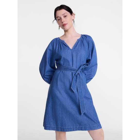 Scenario Women's and Women's Plus Mini Dress with Long Balloon Sleeves, Sizes XS-4X
