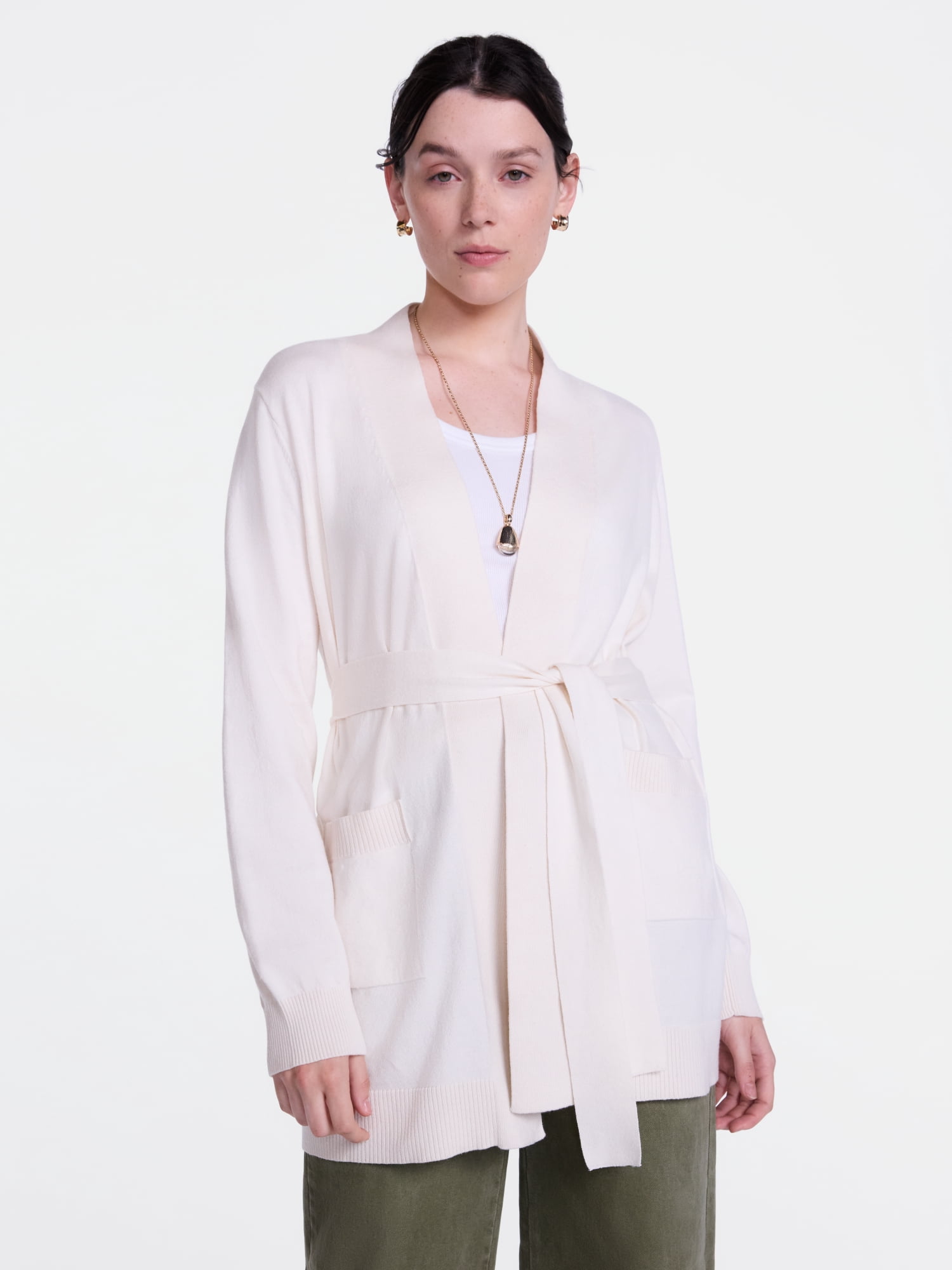 Scenario Women's Belted Lightweight Cardigan, Sizes XS-XXXL