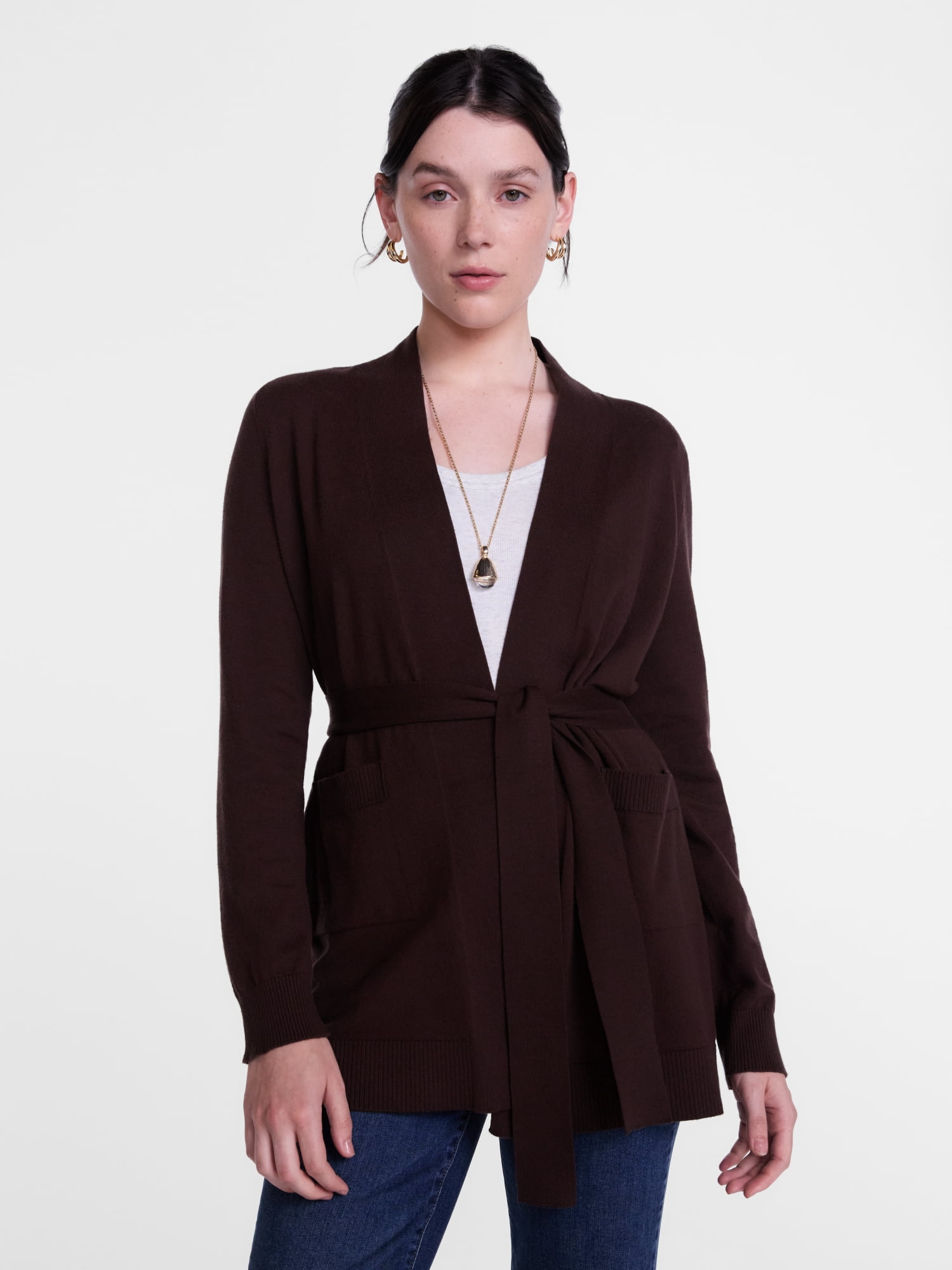 Scenario Women's Belted Lightweight Cardigan, Sizes XS-XXXL
