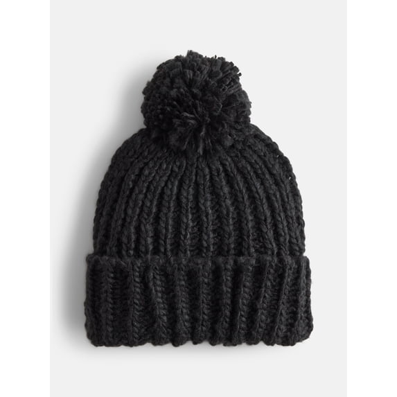 Scenario Women's Chunky Textured Beanie, One Size Fits Most, Black Soot