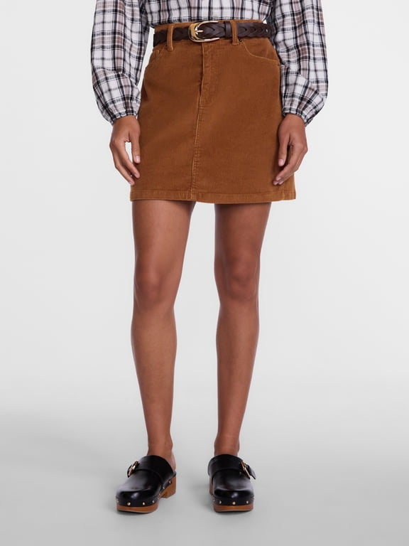 Women's and Women's Plus Corduroy Mini Skirt, 17" Length, Sizes 0-28