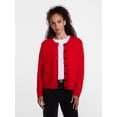 thumbnail image 1 of Scenario Women's Crewneck Cardigan with Patch Pockets, Lightweight, Sizes XS-XXXL, 1 of 7