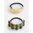 thumbnail image 1 of Scenario Women's Faux Cabochon Hair Ties, 2-Piece, Green, 1 of 3
