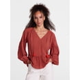 thumbnail image 1 of Scenario Women's Gathered Yoke Blouse with Long Sleeves, Sizes XS-XXXL, 1 of 6