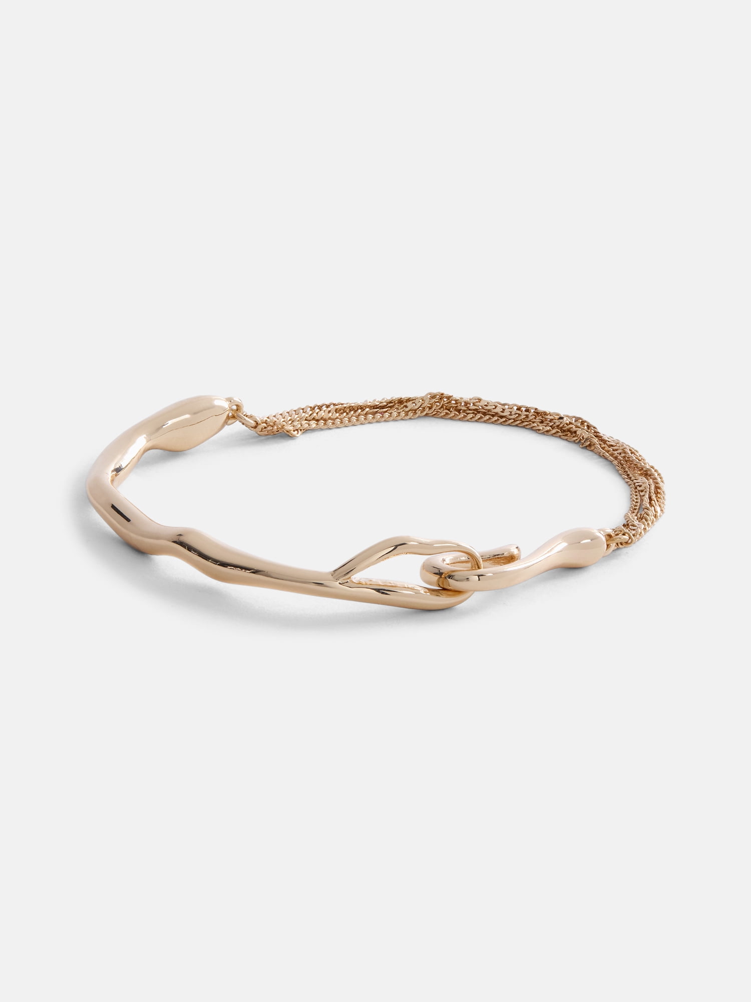 Scenario Women's Gold-Tone Chain Bracelet with Sculpted Bar
