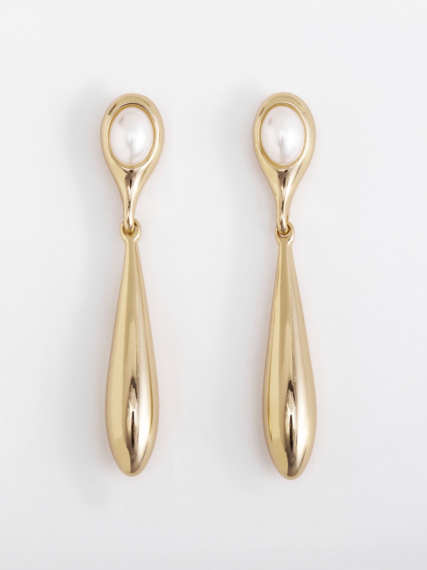 Scenario Women's Gold‑Tone Drop Earrings with Faux Pearl