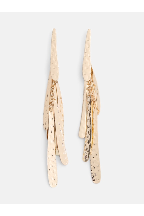 Women's Gold‑Tone Hammered Fringe Drop Earrings