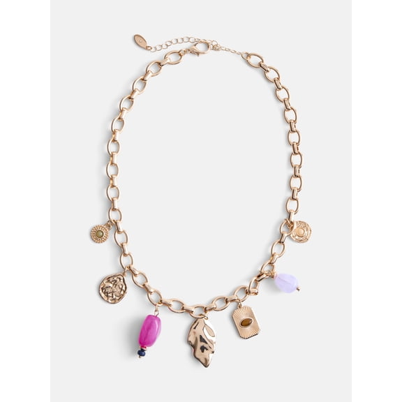 Scenario Women's Gold-Tone Multi-Charm Necklace