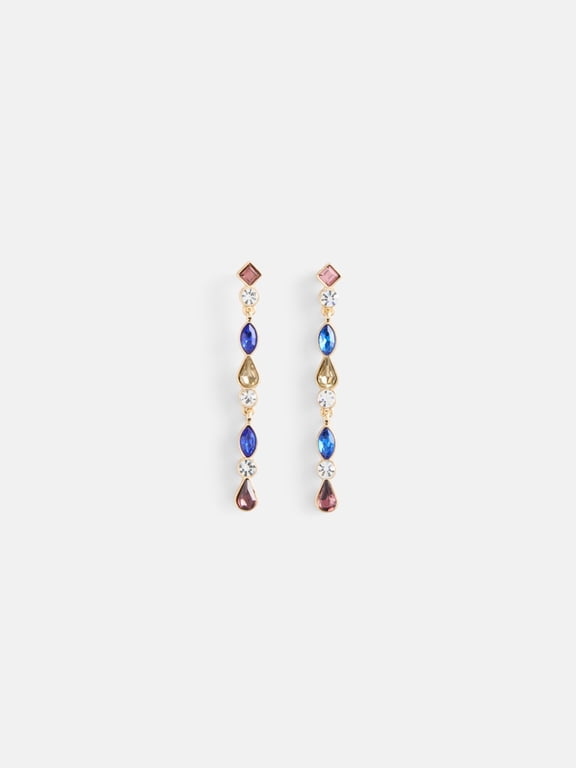 Womens Gold Tone Multi Stone Drop Earrings