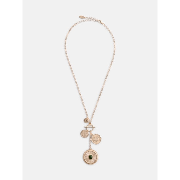 Scenario Women's Gold-Tone Necklace with Medallion Charms
