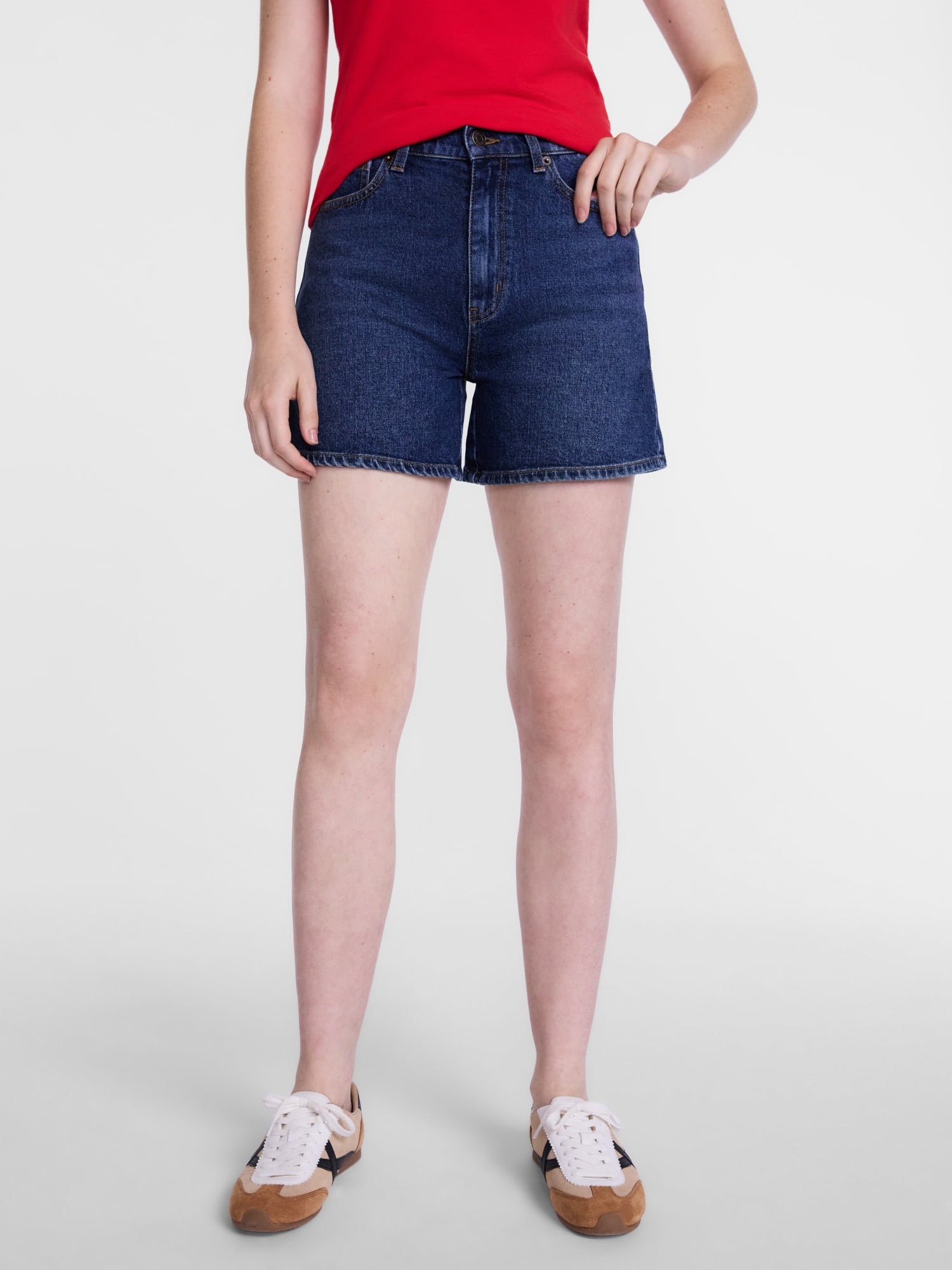Scenario Women's High Rise A-Line Denim Shorts, 5" Inseam, Sizes 0-20