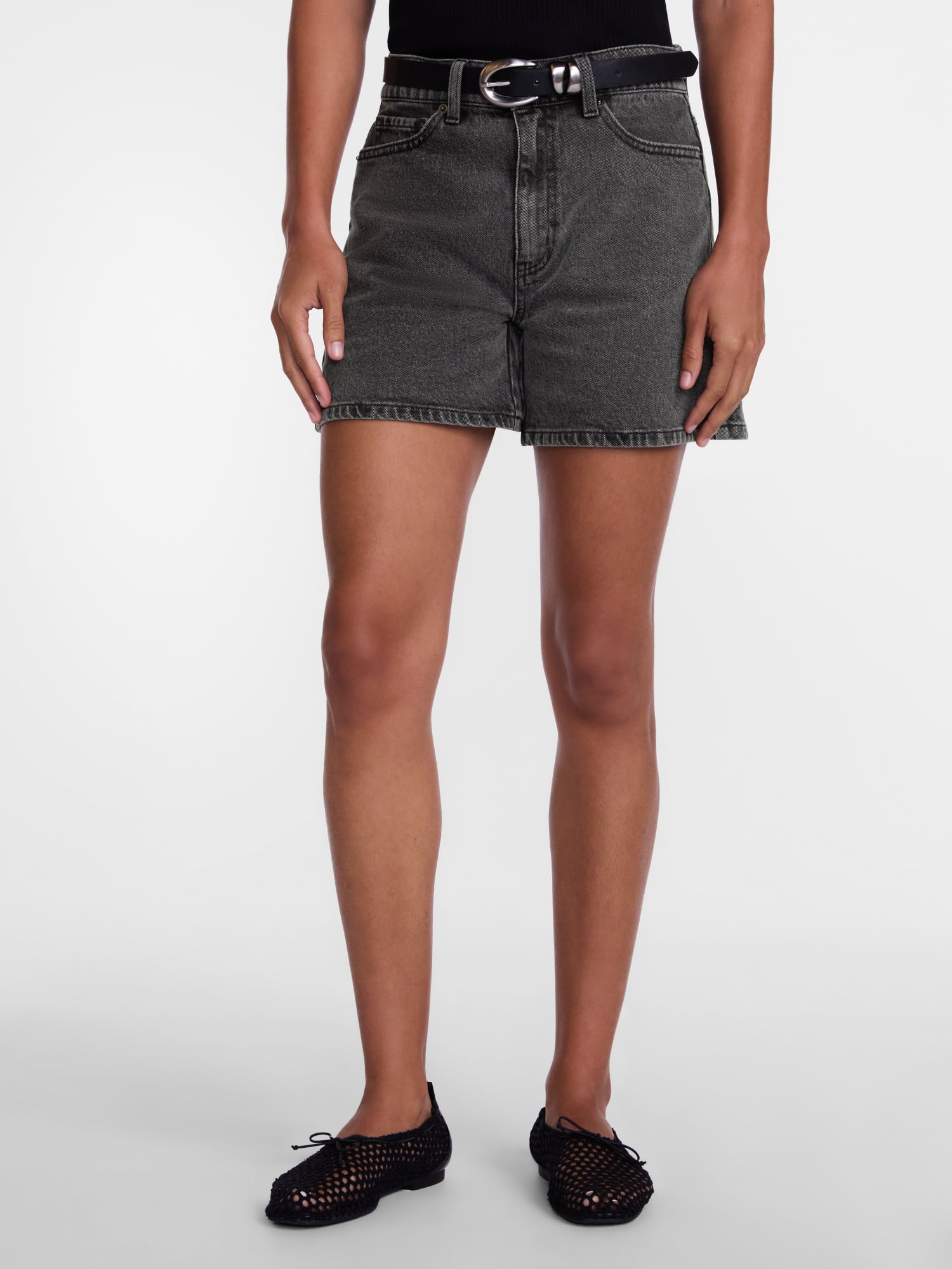 Scenario Women's High Rise A-Line Denim Shorts, 5" Inseam, Sizes 0-20