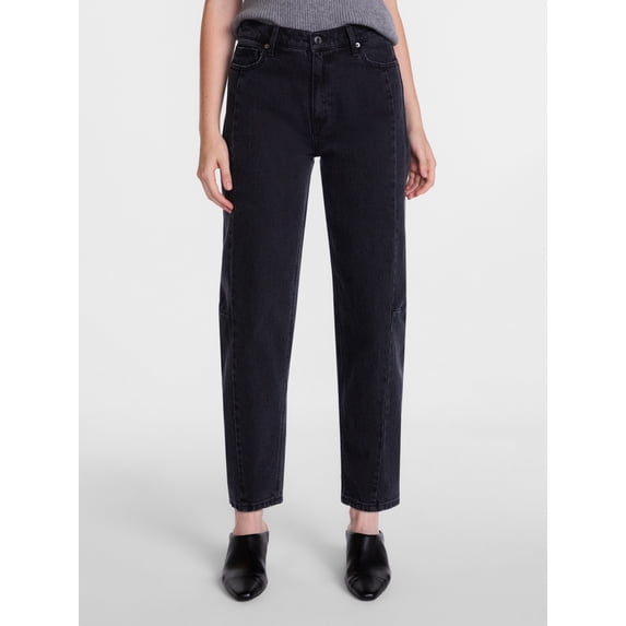 Scenario Women's and Women's Plus High Rise Barrel Jeans, Regular 28", and Short 26" Inseam, Sizes 0-28W