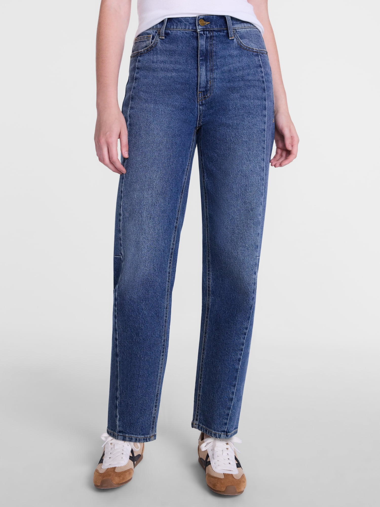 Scenario Women's and Women's Plus High Rise Barrel Jeans, 26", 28" Inseam, Sizes 0-28W