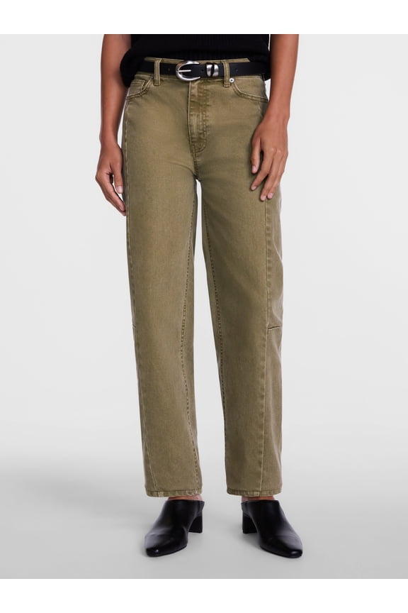 Women's and Women's Plus High Rise Barrel Jeans, 26", 28" Inseam, Sizes 0-28W