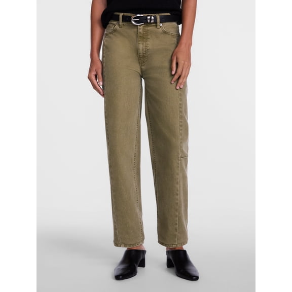 Scenario Women's and Women's Plus High Rise Barrel Jeans, 26", 28" Inseam, Sizes 0-28W