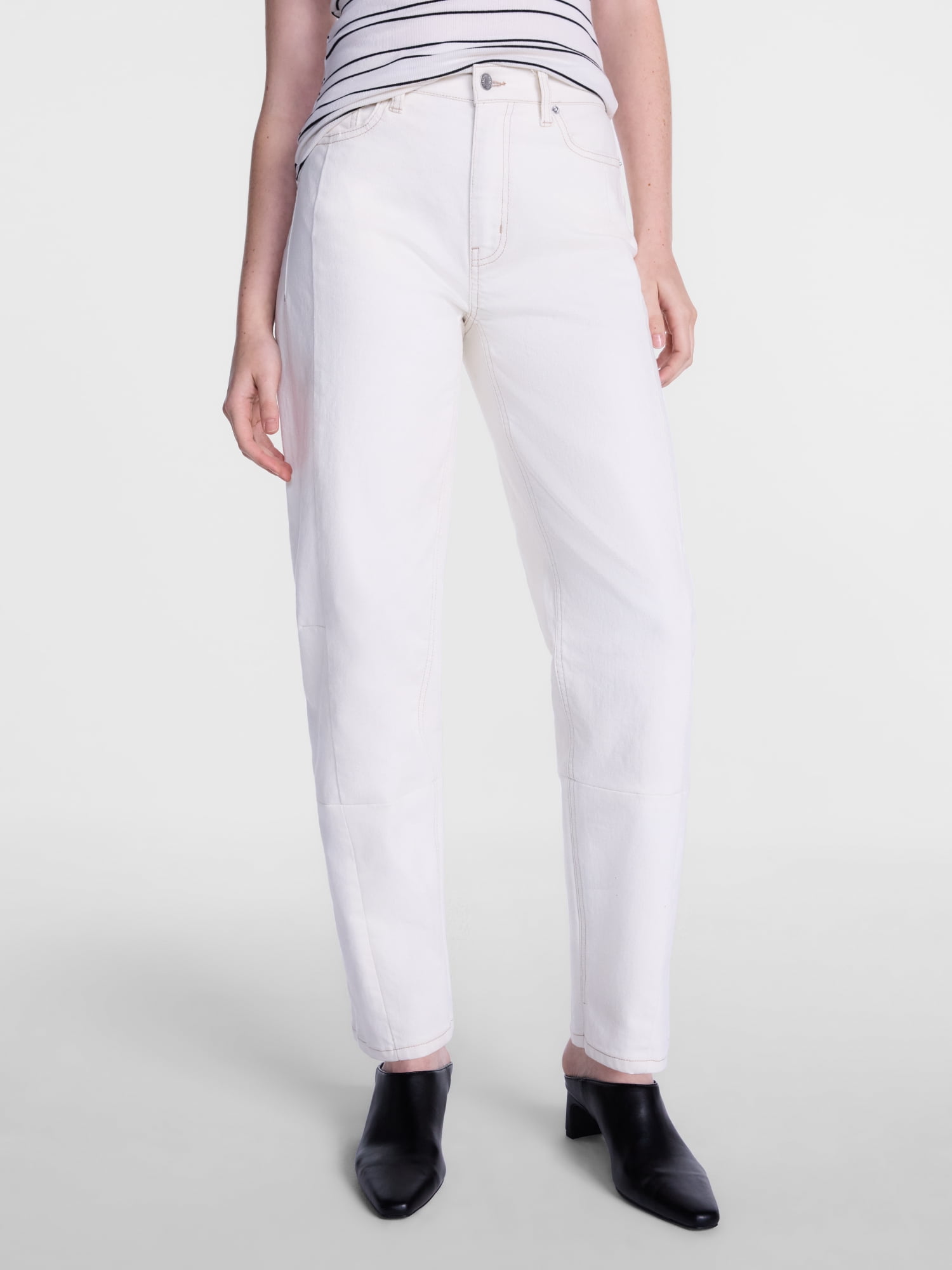 Scenario Women's and Women's Plus High Rise Barrel Jeans, 26", 28" Inseam, Sizes 0-28W