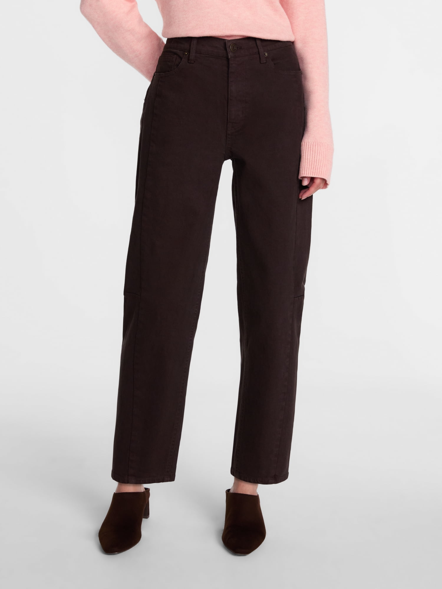 Scenario Women's and Women's Plus High Rise Barrel Jeans, 26", 28" Inseam, Sizes 0-28W