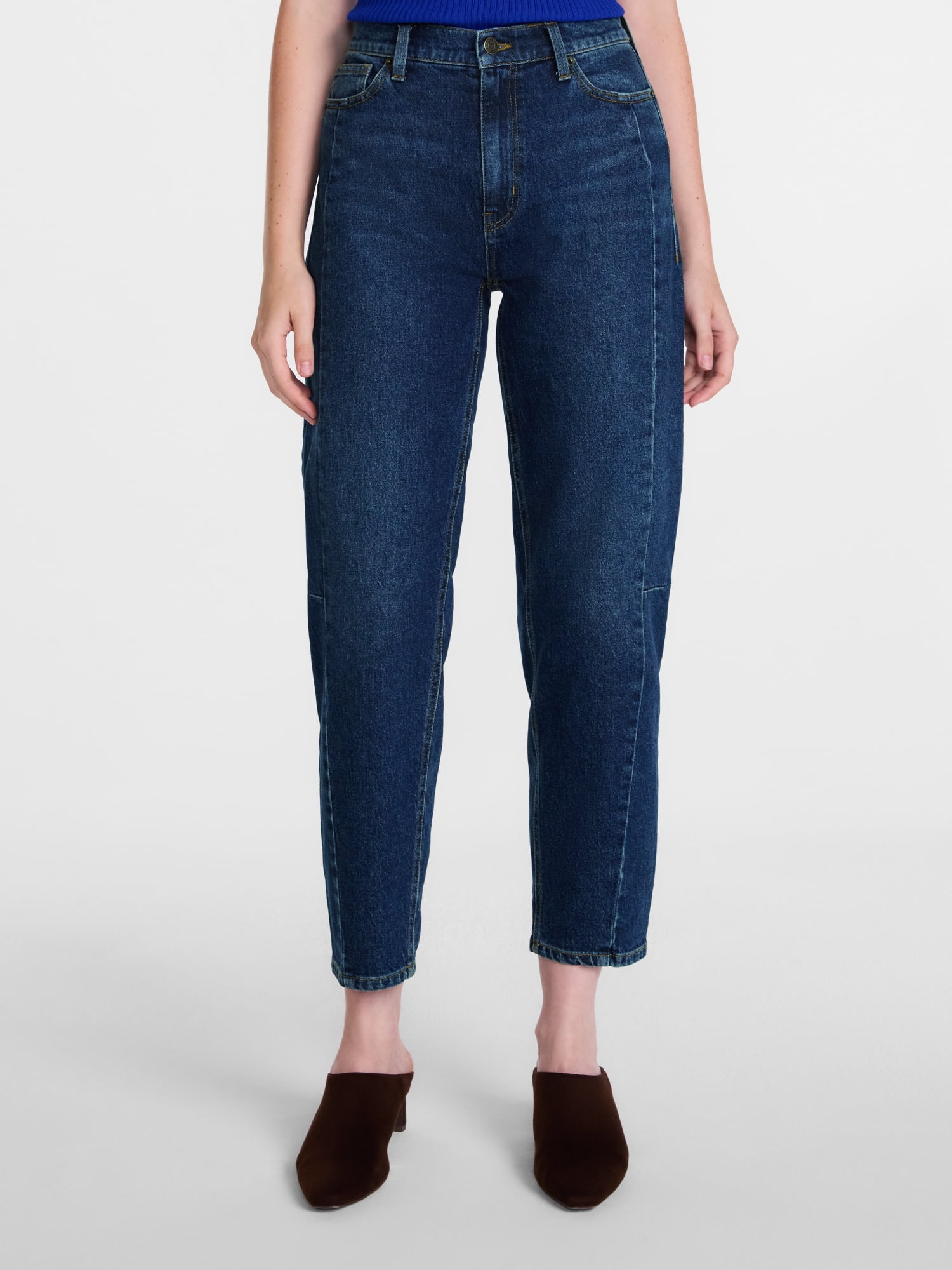 Scenario Women's and Women's Plus High Rise Barrel Jeans, 26", 28" Inseam, Sizes 0-28W